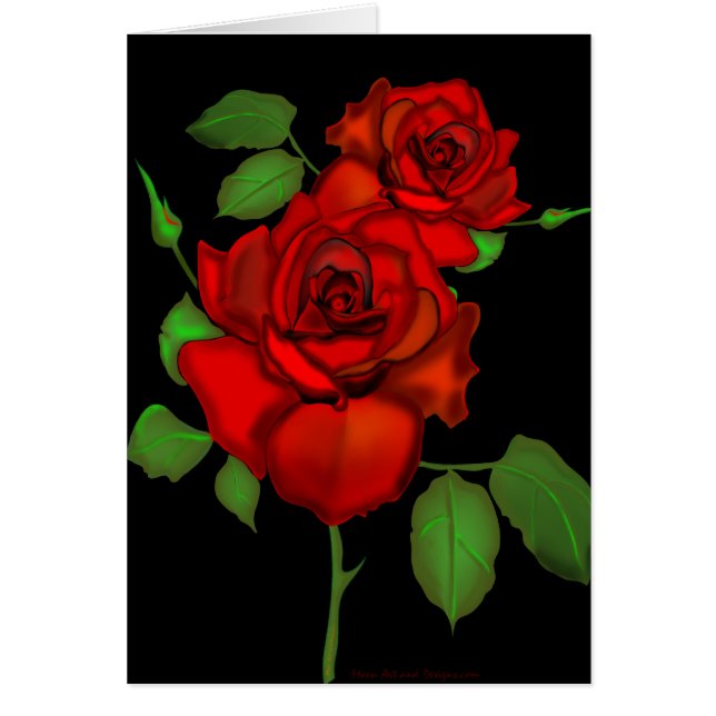 Cartão Aumentou a ilustração vermelha (Frente)