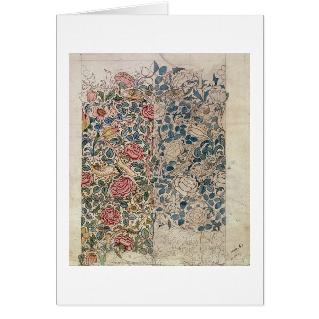 Cartão "Aumentou" o design do papel de parede (o lápis e (Frente)