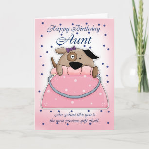 Cartão Aunt Birthday Card - Cute Purse Pet