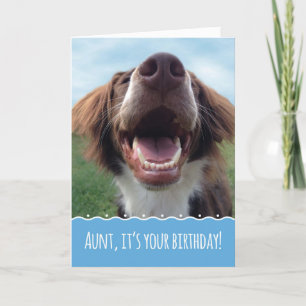 Cartão Aunt Birthday, Happy Dog with Big Smile