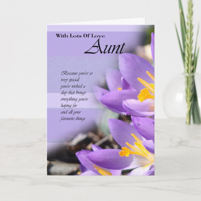 Cartão Aunt purple crocus Birthday Card (Frente)