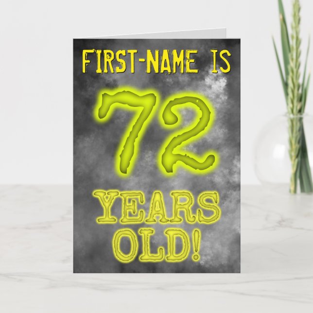Cartão Aura Brilhante Spooky Olha "72 ANOS!" + Nome (Frente)