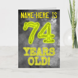 Cartão Aura Brilhante Spooky Olha "74 ANOS!" + Nome