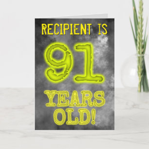 Cartão Aura Brilhante Spooky Olha "91 ANOS!" + Nome
