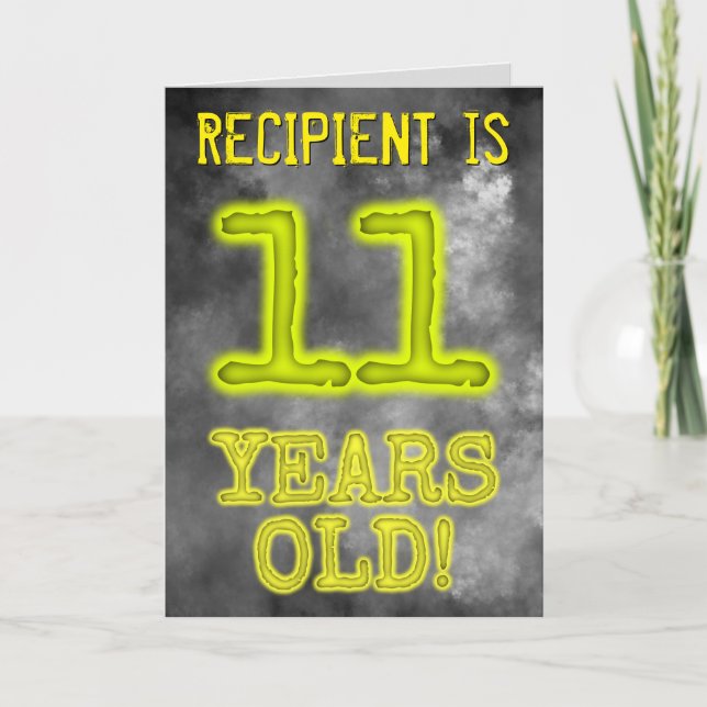 Cartão Aura Brilhante Spooky Olhe "11 ANOS!" + Nome (Frente)
