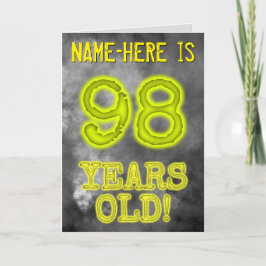 Cartão Aura Brilhante Spooky Olhe "98 ANOS!" + Nome