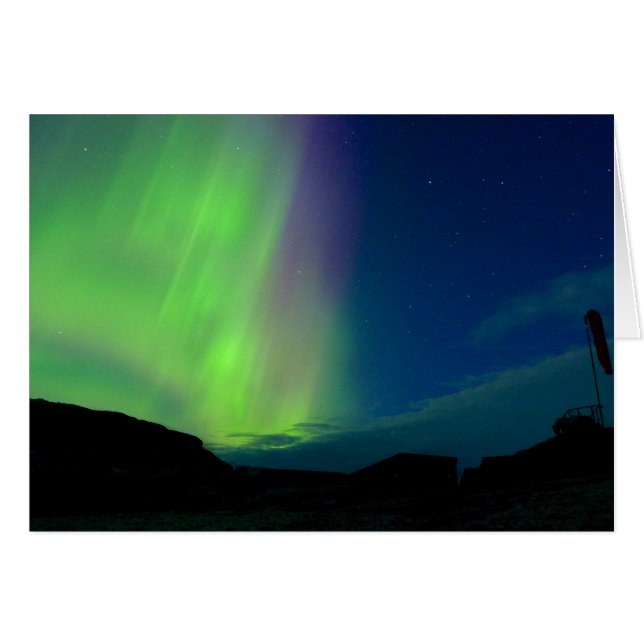 Cartão Aurora boreal sobre o heliporto (Frente Horizontal)