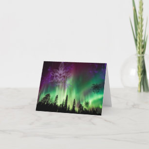Cartão Aurora borealis visitantes do outro mundo