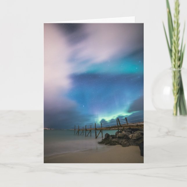Cartão Aurora da Ilha Sommaroy da Noruega (Frente)