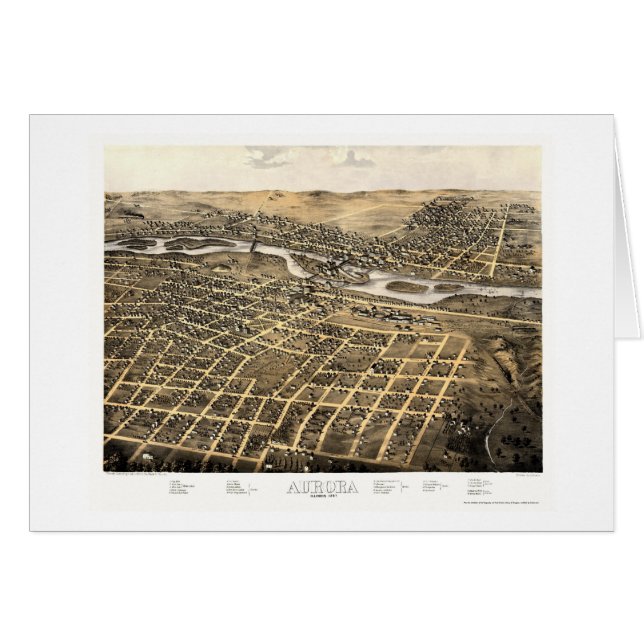 Cartão Aurora, mapa panorâmico do IL - 1867 (Frente Horizontal)