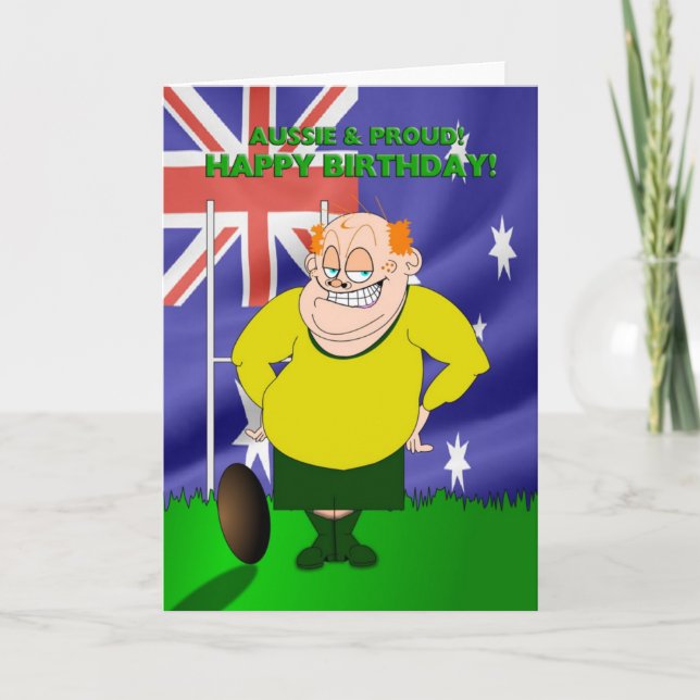 Cartão Aussie and Proud Rugby Birthday Card (Frente)