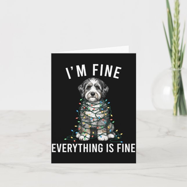 Cartão Aussiedoodle Christmas I'm Fine Everything Is Fine (Frente)