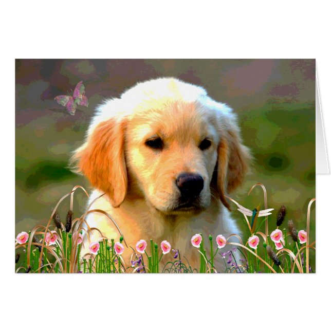 Cartão Austin O Ouro Labrador (Frente Horizontal)