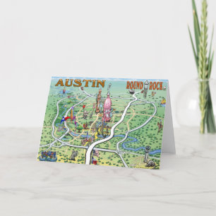 Cartão Austin Round Rock Texas Fun Map