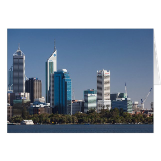 Cartão Austrália, Perth, panorama da cidade a partir do r (Frente Horizontal)