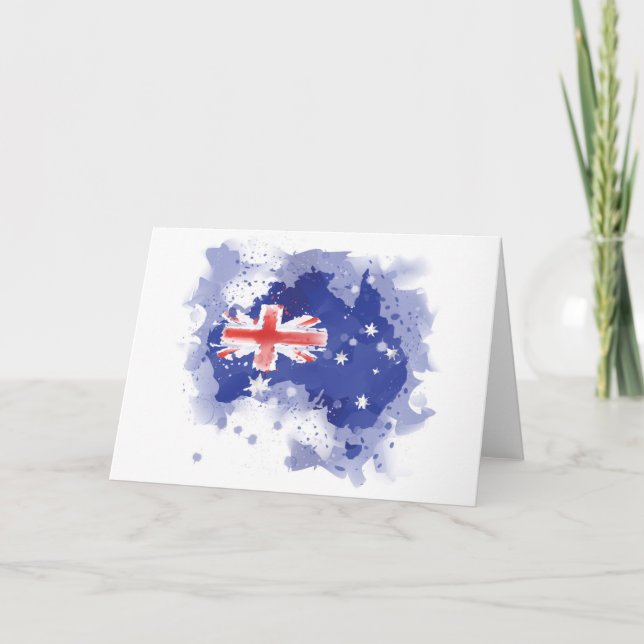 Cartão Australia Watercolor Map (Frente)