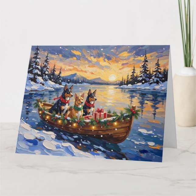Cartão Australian Kelpie Christmas Boat Holiday (Frente)