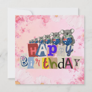 Cartão Australian Koala Happy Birthday Card