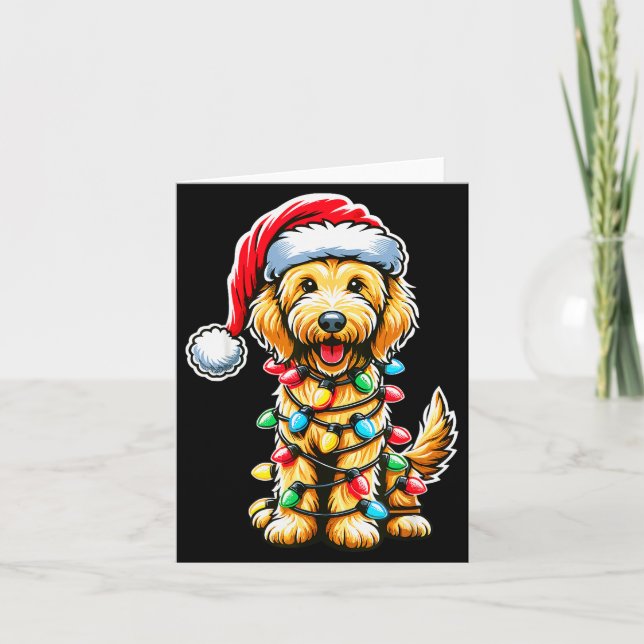 Cartão Australian Labradoodle Christmas Tree Xmas Santa L (Frente)