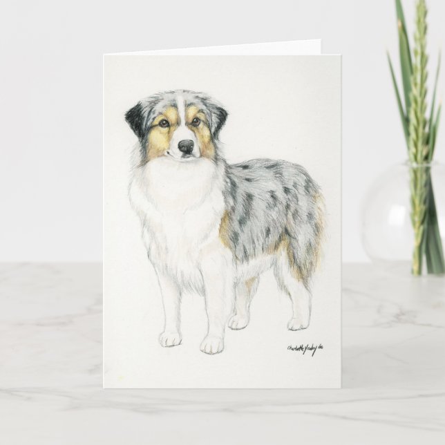Cartão Australian Shepherd Dog Art Greeting Card (Frente)