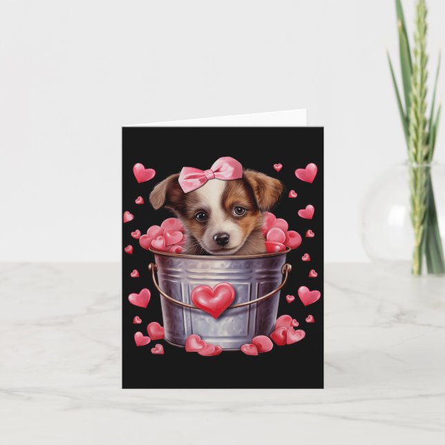 Cartão Australian Shepherd Dog Valentines Puppy Love Hear (Frente)