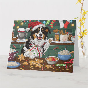 Cartão Australian Shepherd Feriado de Confeitaria de Nata