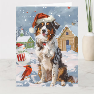 Cartão Australian Shepherd Natal Mágico de Natal