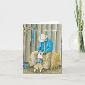 Cartão Australian Shepherd Western Art Birthday Note Card
