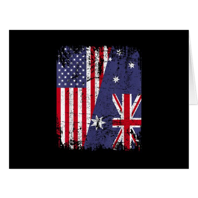 Cartão AUSTRALIANA ROOTS Half American Flag AUSTRÁLIA (Frente horizontal)