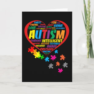 Cartão Autism Awareness Autism Heart Typography
