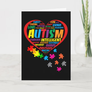 Cartão Autism  Awareness Autism Heart Typography