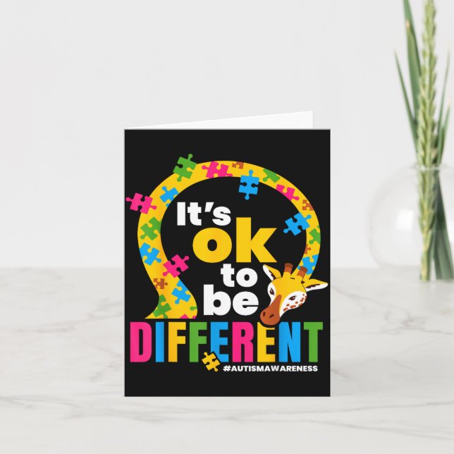 Cartão Autism Awareness Giraffe It’s Ok To Be Different G (Frente)