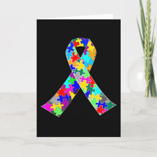 Cartão Autism Awareness Ribbon (Frente)