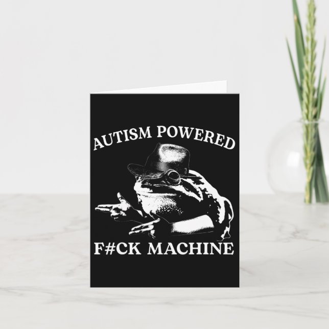 Cartão Autism Powered F#ck Machine Engraçado Sapo de Memó (Frente)
