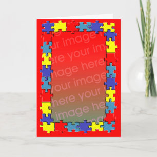 Cartão Autism Puzzle Photo Frame Greeting Card