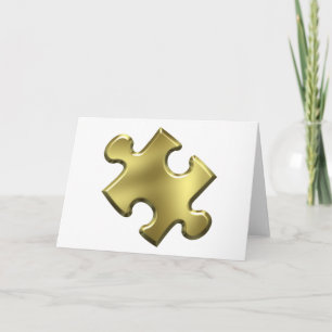 Cartão Autism Puzzle Piece Gold