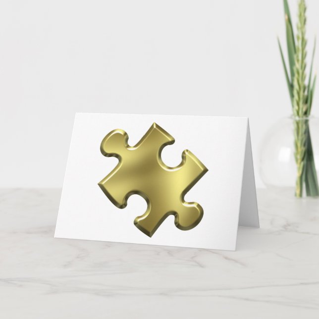 Cartão Autism Puzzle Piece Gold (Frente)