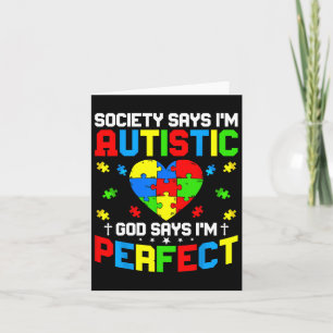 Cartão Autismo - A sociedade diz que sou Autista Deus diz