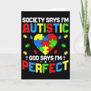 Cartão Autismo - A Sociedade Diz que Sou Autista Deus Diz