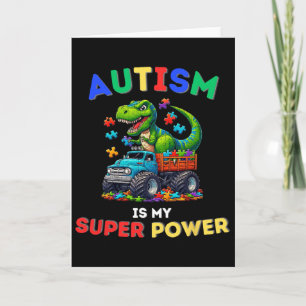Cartão Autismo do Dinossauro Trex é Meu Superpoder Consci