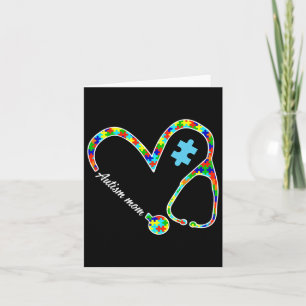 Cartão Autismo Mãe Quebra-cabeça Stethoscope Enfermeira A