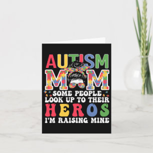 Cartão Autismo Mãe Raising - Hero Groovy Messy Bun Autism