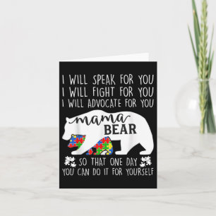 Cartão Autismo Mama Bear Eu Vou Falar Em Defender Y