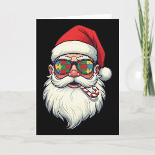 Cartão Autismo Papai Noel Cane de Açúcar Natal Mulheres H