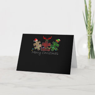 Cartão Autista   Natal Alegre Peça de Puzzle do Autismo