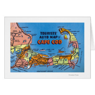 Cartão Auto mapa detalhado de Cape Cod