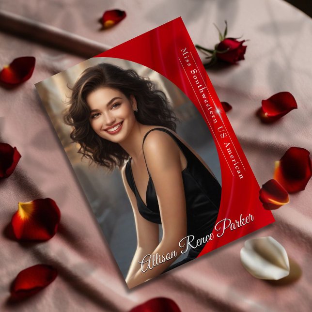 Cartão Automático Ruby Shine para Pageants (Complete your pageant titleholder promotional kit with custom autograph cards in bright ruby shine)