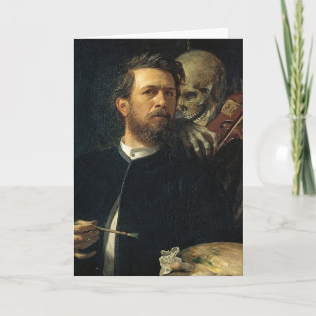 Cartão Autorretrato com Morte Escória | Arnold Böcklin (Frente)