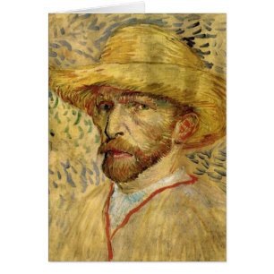 Cartão Autorretrato de Vincent van Gogh com chapéu de pal