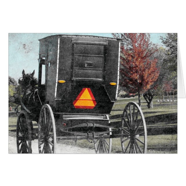 Cartão Autumn Amish Buggy (Frente Horizontal)